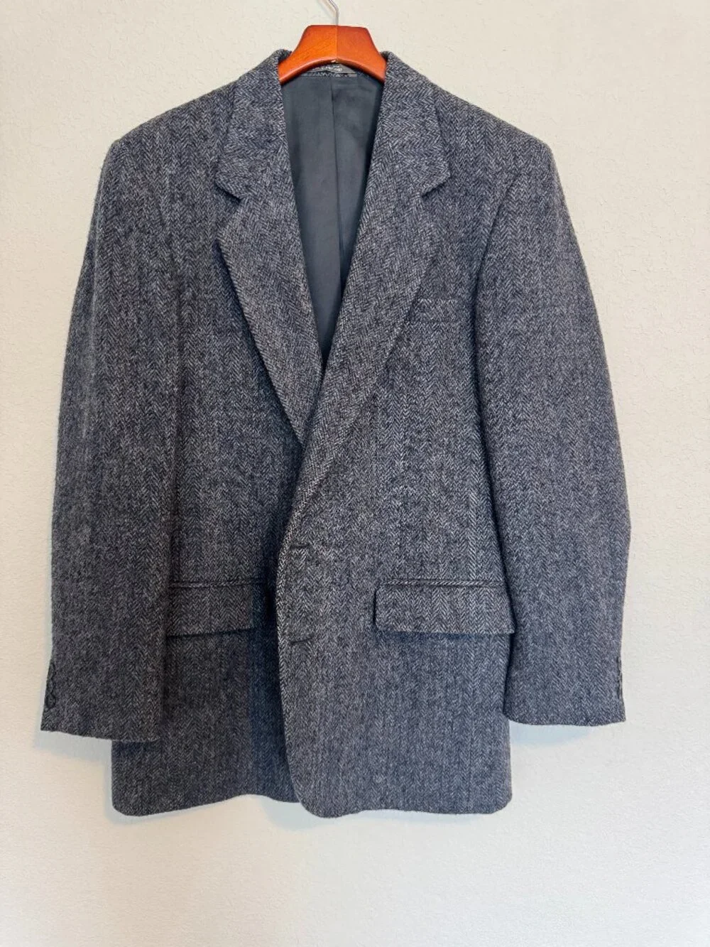 Vintage Haggar Gallery Gray Herringbone Blazer Sport Coat Made USA